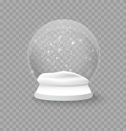 Christmas crystal snow ball, winter in glass ball.