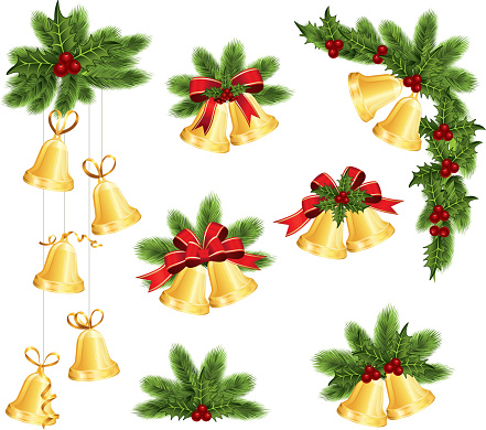 Christmas decoration icons on a white background