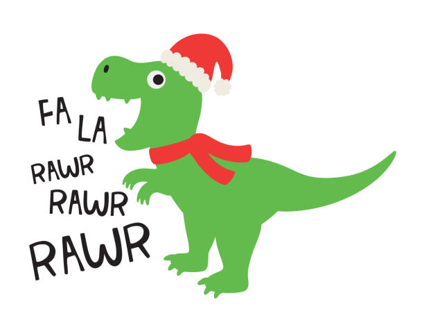 Best Dinosaur Christmas Illustrations, Royalty-Free Vector Graphics
