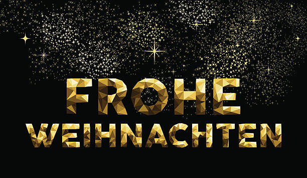frohe weihnachten рождество германии низкой poly gold - weihnachten stock illustrations