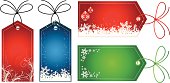 Gift tags with various Christmas designs.