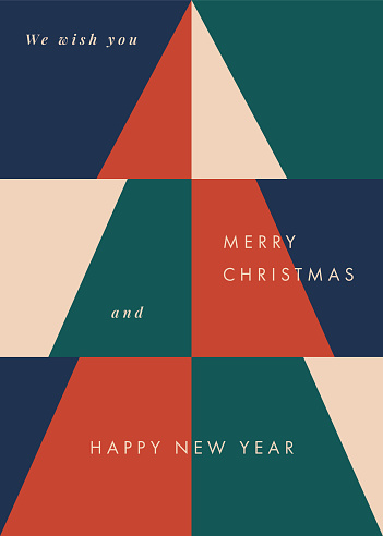 Christmas Greeting Card with stylized Christmas Tree.