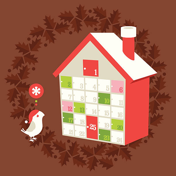 weihnachten urlaub adventskalender - adventskalender tür stock-grafiken, -clipart, -cartoons und -symbole