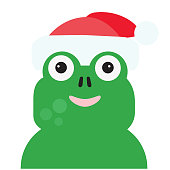 istock Christmas icon with green frog and wearing a red Santa hat 1348291220