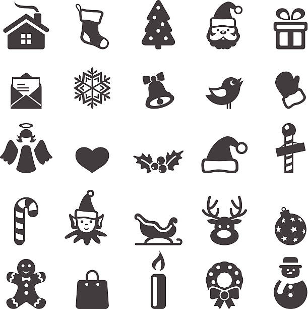 Christmas icons Christmas icons candy silhouettes stock illustrations