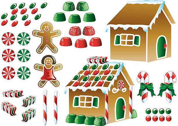 Christmas Icons Colorful christmas gingerbread house icons candy clipart stock illustrations