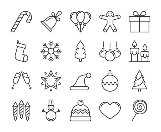 20 Christmas icons. Xmas line icon set. Vector illustration. Editable stroke. 20 Christmas icons. Xmas line icon set. Vector illustration. Editable stroke. christmas icons stock illustrations