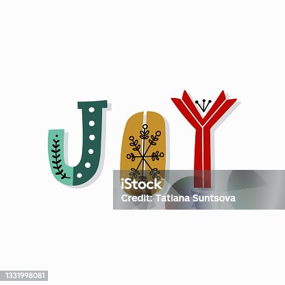 istock Christmas JOY lettering. Vector flat illustration. 1331998081