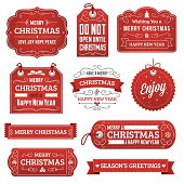 Christmas gift tags and labels with text. Radial and linear gradients used. No effects, transparency, clipping masks or strokes used.