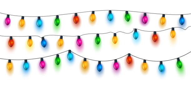 рождественские лампочки на белом - christmas lights stock illustrations
