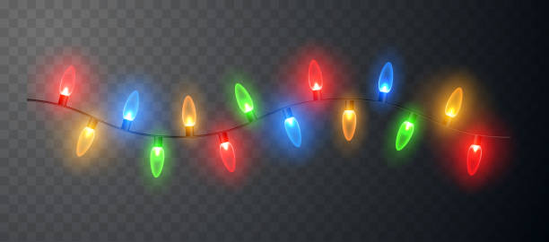 christmas lights świecące girlanda izolowane. - christmas lights stock illustrations