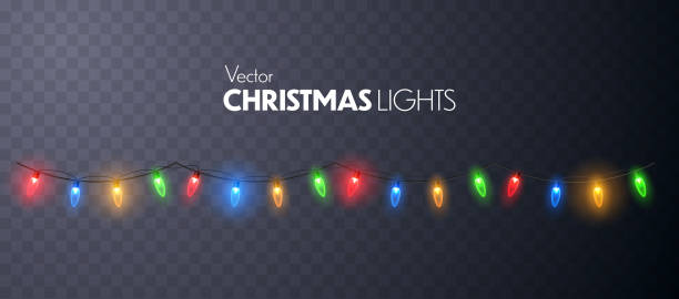 Christmas Lights glowing garland isolated. Christmas Lights glowing garland isolated. Vector illustration holidays and seasonal background stock illustrations