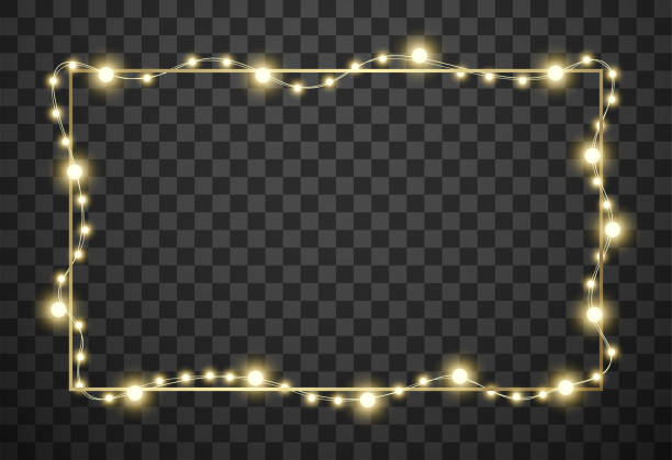 şeffaf arka plan, vektör illüstrasyon izole noel ışıkları - christmas lights stock illustrations