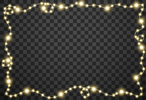 Christmas lights isolated on transparent background, vector illustration