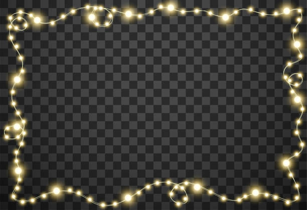 Christmas lights isolated on transparent background, vector illustration  christmas borders stock illustrations