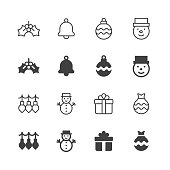 16 Christmas Line and Solid  Icons. Angel, Bell, Bethlehem Star, Cake, Calendar, Candle, Candy, Celebration, Christmas, Christmas Ball, Christmas Hat, Christmas Lights, Christmas Star, Christmas Tree, Christmas Wreath, Cookie, Crown, Decoration, Delivery, Dinner, Elf, Fireplace, Fireworks, Gathering, Gift, Gift Bag, Gift Giving, Gingerbread, Giving, Gloves, Greeting Card, Holiday, Hut, Invitation, Merry Christmas, New Year’s Eve, Package, Party, Reindeer, Santa Claus, Santa Claus Hat, Season, Shopping Bag, Skates, Sleigh, Snowball, Snowman, Socks, Star, Sweater, Winter.