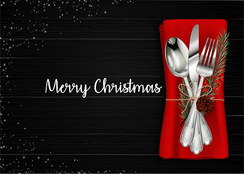 Christmas meal table setting background