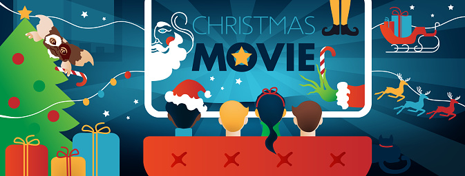Christmas Movie Facebook Cover, kids TV party.