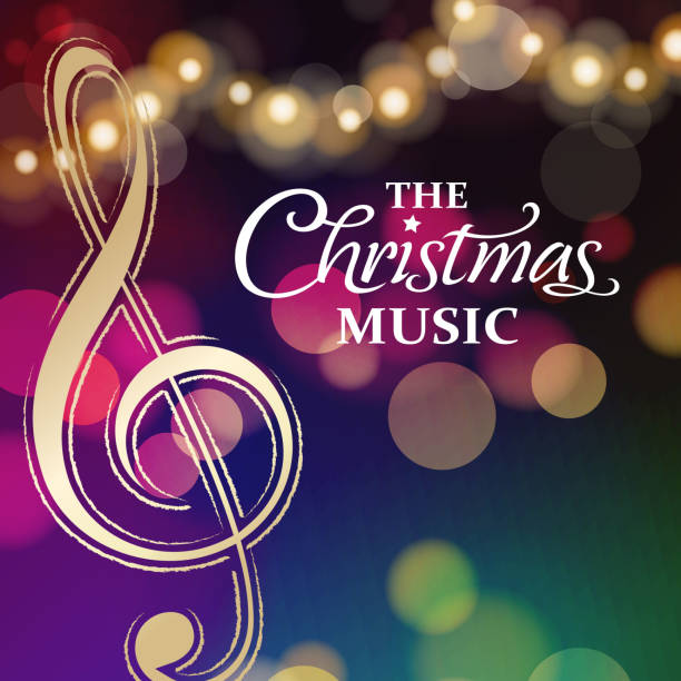 Christmas Music Party Night Celebrate Christmas day with music and dance in the colorful lights background christmas music background stock illustrations
