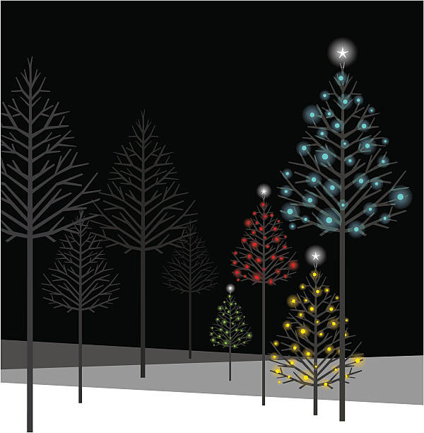 Christmas night Christmas forest. Please see some similar pictures in my lightboxs: light through trees stock illustrations