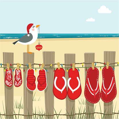 christmas on the beach sea illustration vector