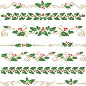 Christmas design elements with holly