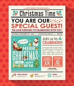 Christmas party poster invite background in newspaper style