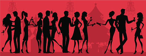 Christmas Party Silhouette vector art illustration
