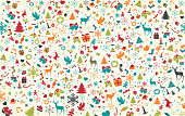 Christmas pattern, layered illustration witch typical christmas symbols. Global colors used. Easy to edit.