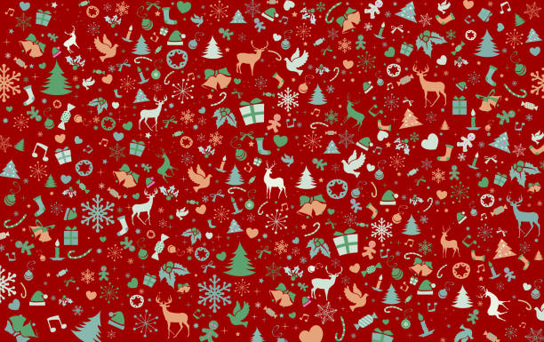 Christmas Pattern Christmas pattern, layered illustration witch typical christmas symbols. Global colors used. Easy to edit. christmas music background stock illustrations