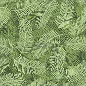 Christmas pattern with light and dark green coniferous branches. Cute doodle overlapping fir or pine twigs with needles texture for textile, wrapping paper, surface, wallpaper, background