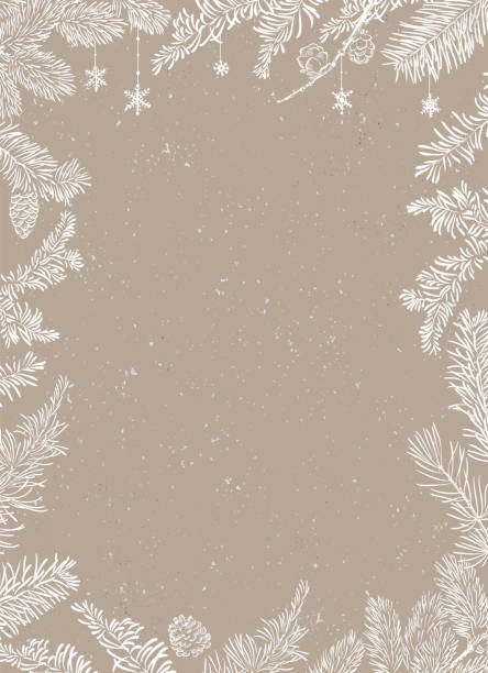 Christmas Poster - Illustration. Vector illustration of Christmas Background Christmas Poster - Illustration. Vector illustration of Christmas Background with branches of christmas tree. winter borders stock illustrations