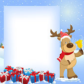 Christmas reindeer copy space billboard.