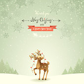 Christmas background with reindeer