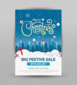 Christmas Sale Poster Design Template with 50% Discount Tag - A4 Size Christmas Sale Poster Design Layout Template