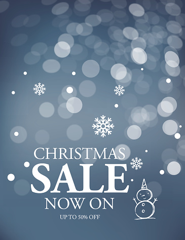 Christmas Sale with grey bokeh background