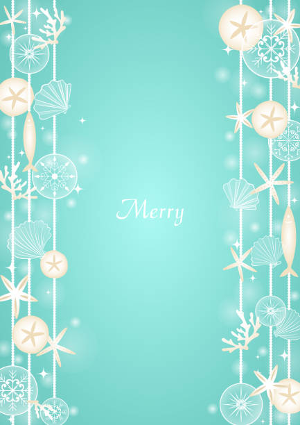 Christmas sea mobile hanging vector for decoration on Christmas holiday festival. Christmas sea mobile hanging vector for decoration on Christmas holiday festival. beach borders stock illustrations
