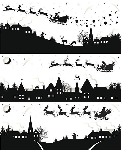 Christmas silhouettes. Set of christmas silhouettes. christmas silhouettes stock illustrations