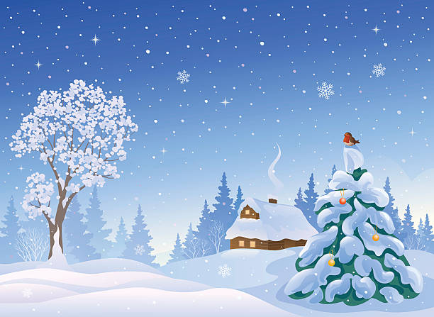 Christmas snow vector art illustration