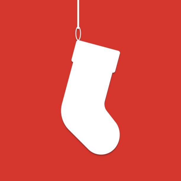 Christmas sock white silhouette Christmas sock white silhouette christmas stocking stock illustrations