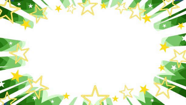 christmas starbust flash background in green with gold stars vector art illustration