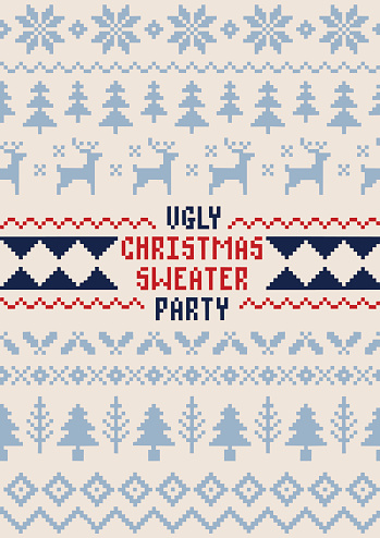 Christmas Sweater Party Poster - Handmade Seamless Pattern