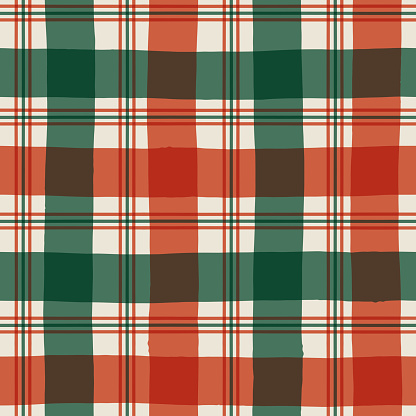 Christmas Tartan seamless Pattern. Vector bright print for fabric or wallpaper. Stock illustration