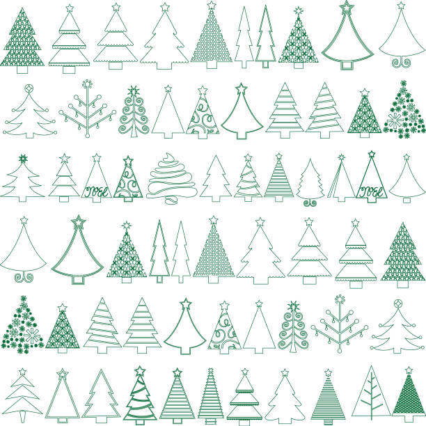 Christmas tree background Seamless pattern - Vector christmas tree outline stock illustrations