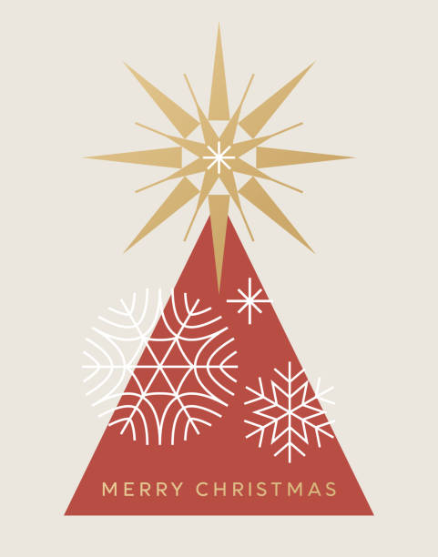 Christmas Tree Card with Greetings vector art illustration