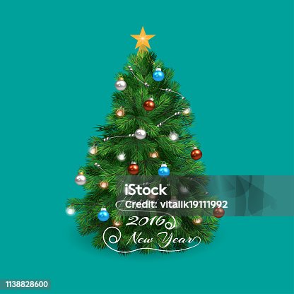 istock Christmas tree happy 2016 new year with shadow 1138828600