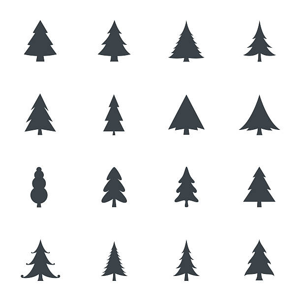 Christmas tree icons Christmas tree icons pattern silhouettes stock illustrations