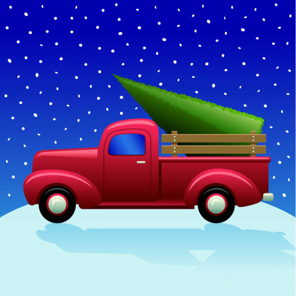 Best Vintage Red Truck Christmas Illustrations, Royalty ...