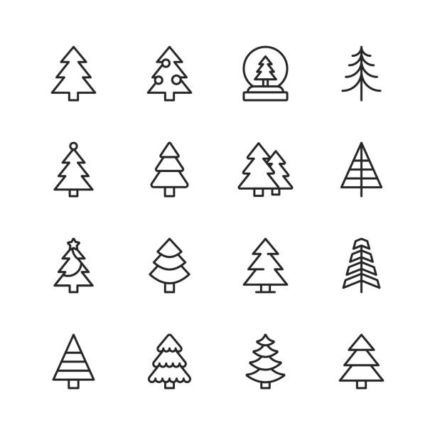 Christmas Tree Line Icons. Editable Stroke. Pixel Perfect. For Mobile and Web. Contains such icons as Christmas Tree, Nature, Holiday, Christmas, Pine Tree, Winter. 16 Christmas Tree Outline Icons. christmas tree outline stock illustrations