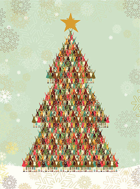 Christmas tree made of a pattern of kids vector art illustration